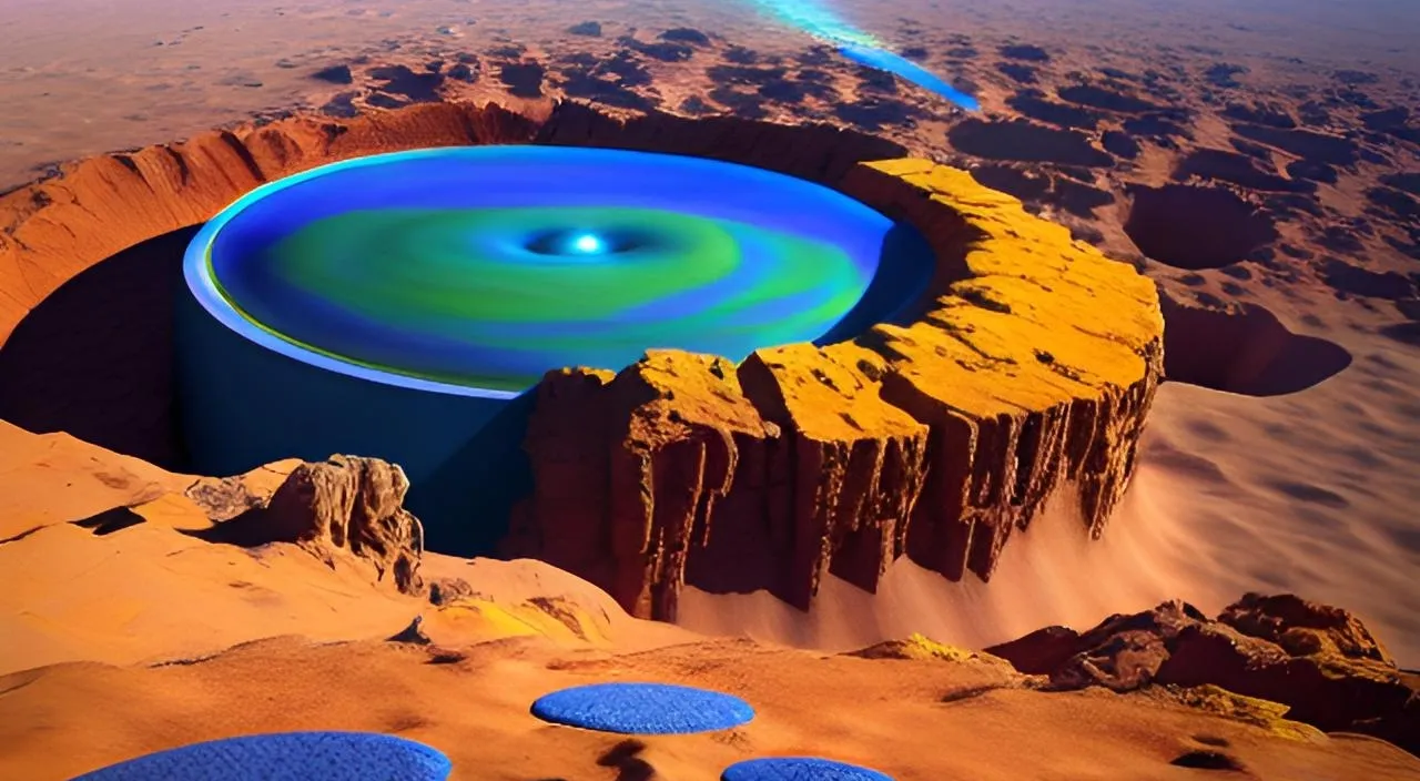 an artist's rendering of a water hole in the desert