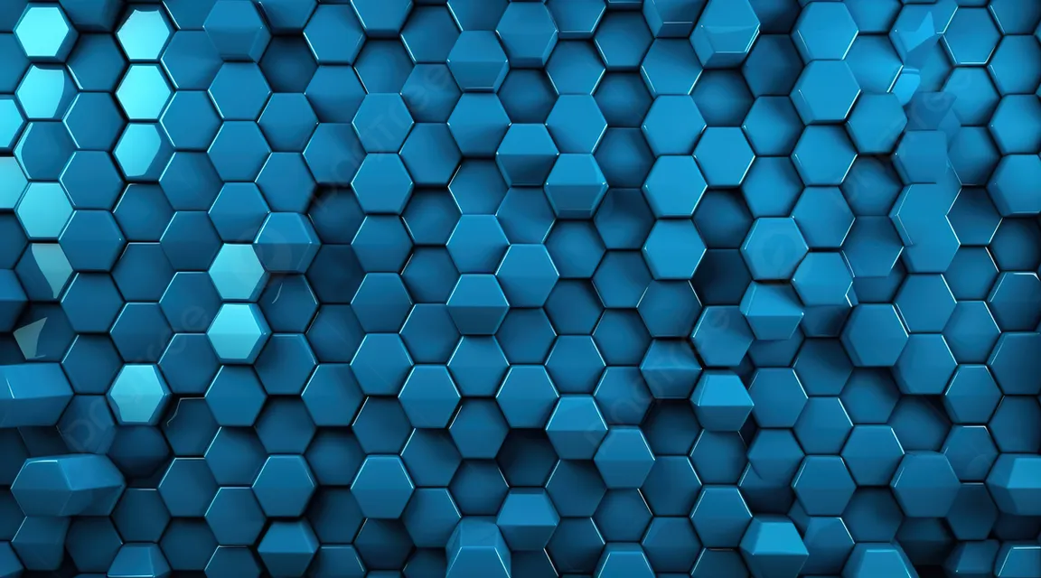 entering a deep psychedelic trip with 3d blue neon hexagons