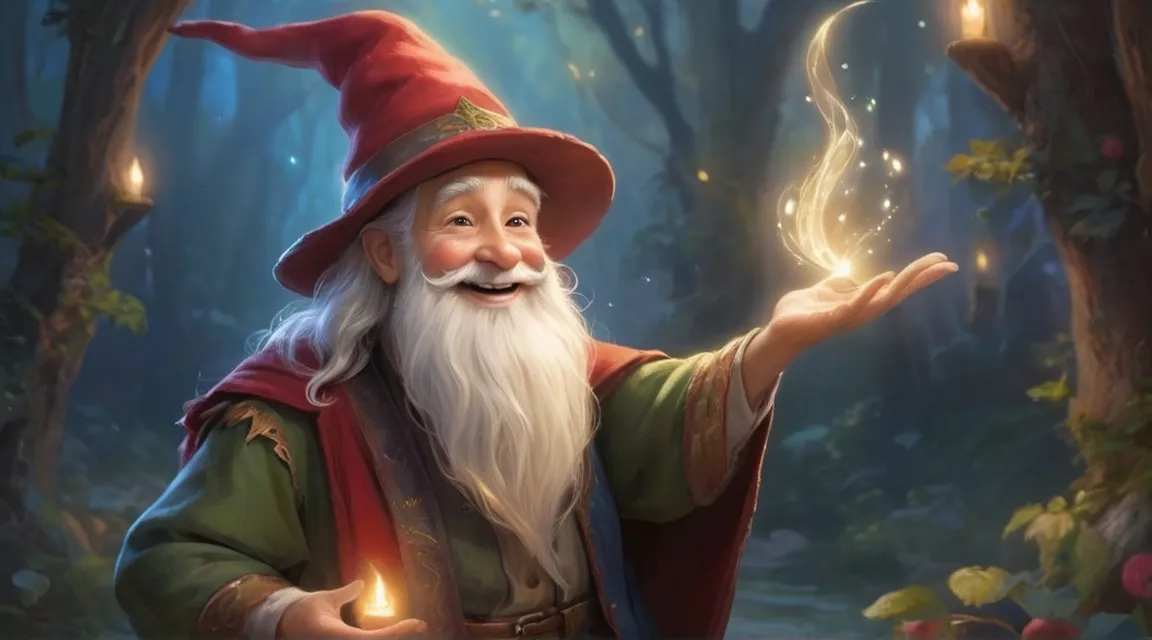 a painting of a wizard holding a wand