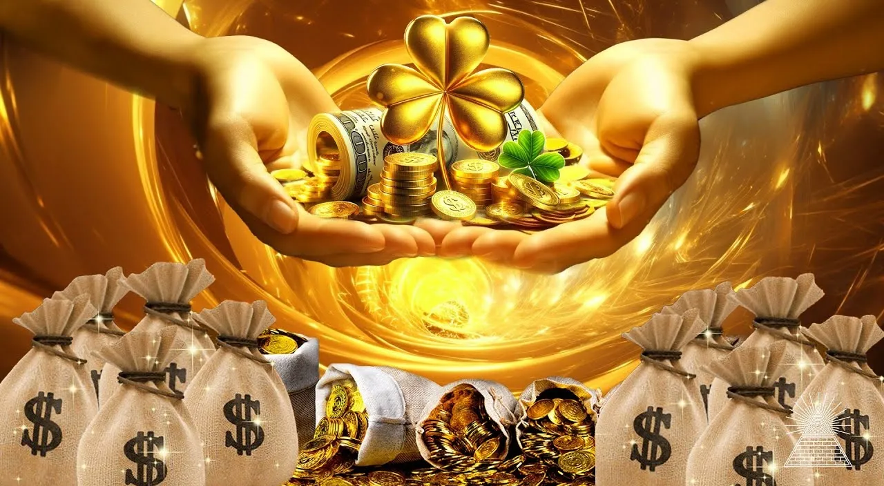 create a falling Money with golden background, 8k , size of 1920x1080, colorful
