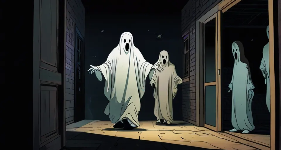 a couple of ghost standing next to each other