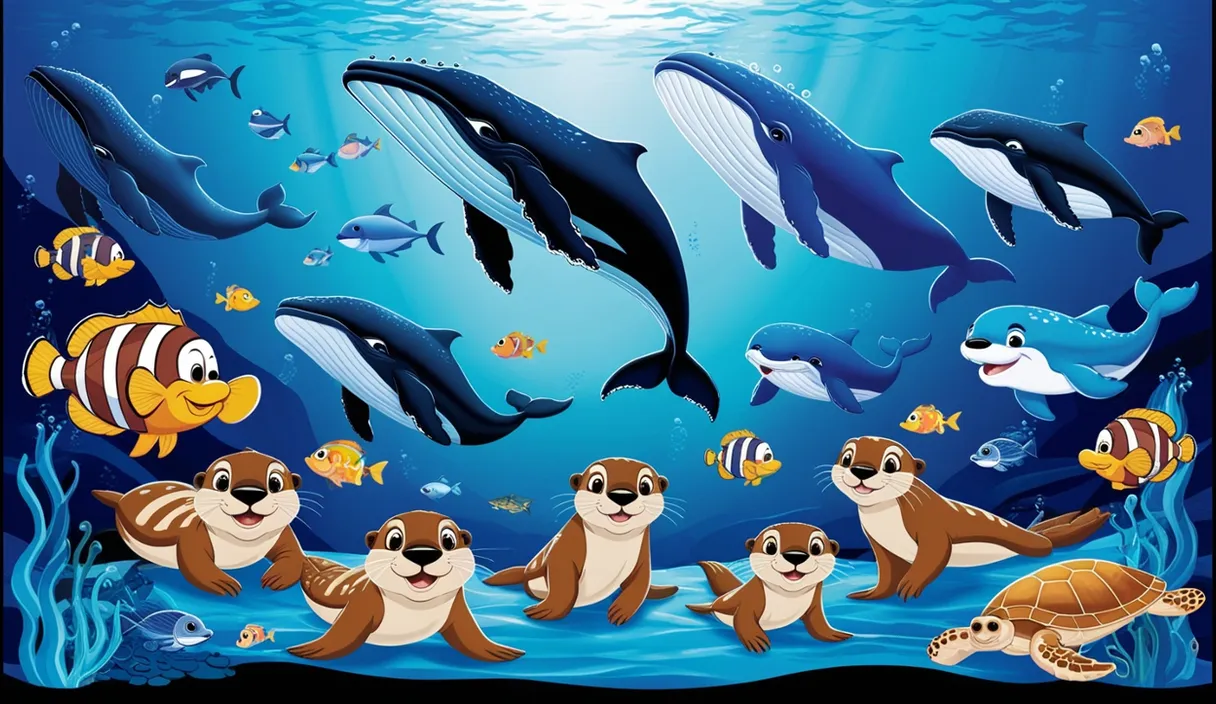 a group of sea animals swimming under the ocean