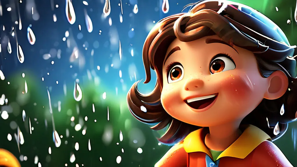 a little girl that is standing in the rain