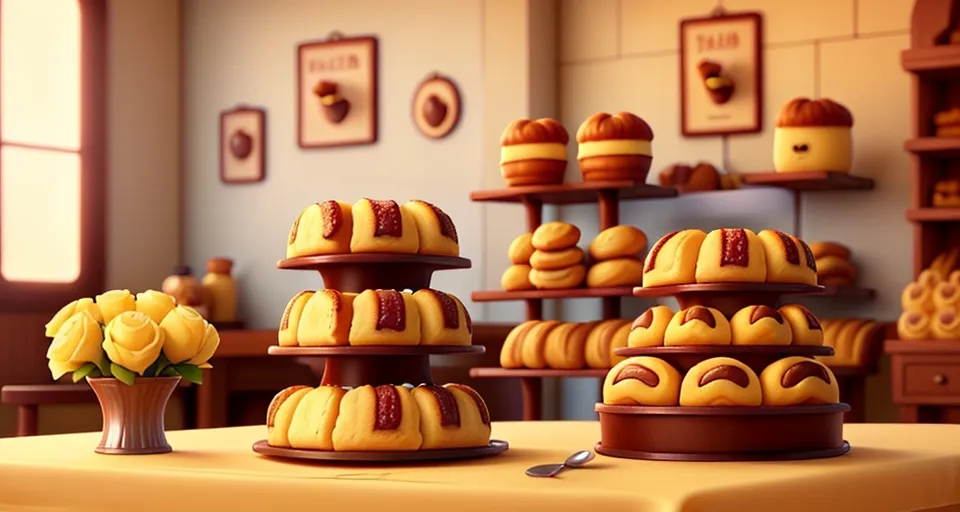 a table topped with lots of buns covered in icing