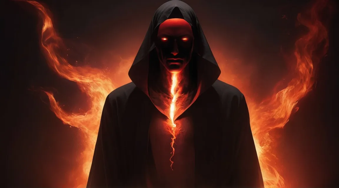 a man in a hoodie with a red light coming out of his face