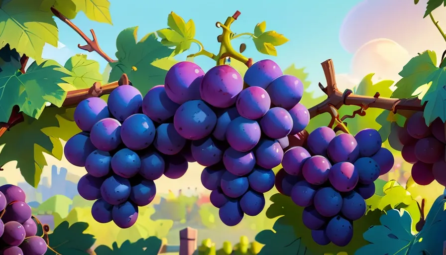 a bunch of grapes hanging from a vine