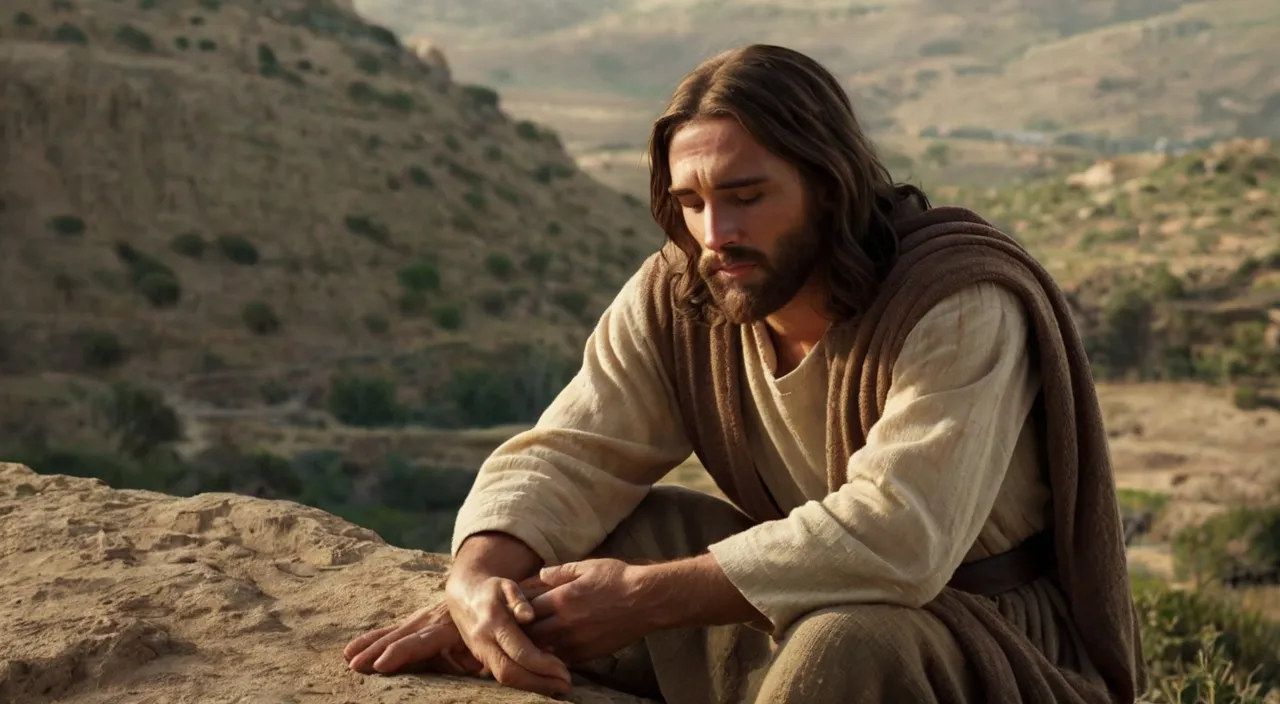 a man sitting on top of a rock next to a valley