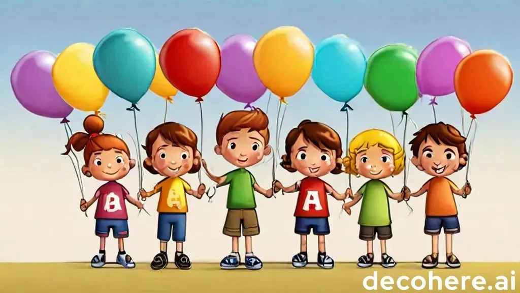 a group of children holding balloons in the air