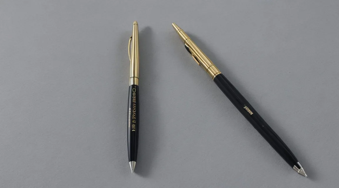 two pens sitting next to each other on a table moving slowly.