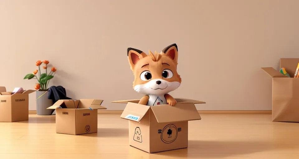 a fox sitting in a cardboard box