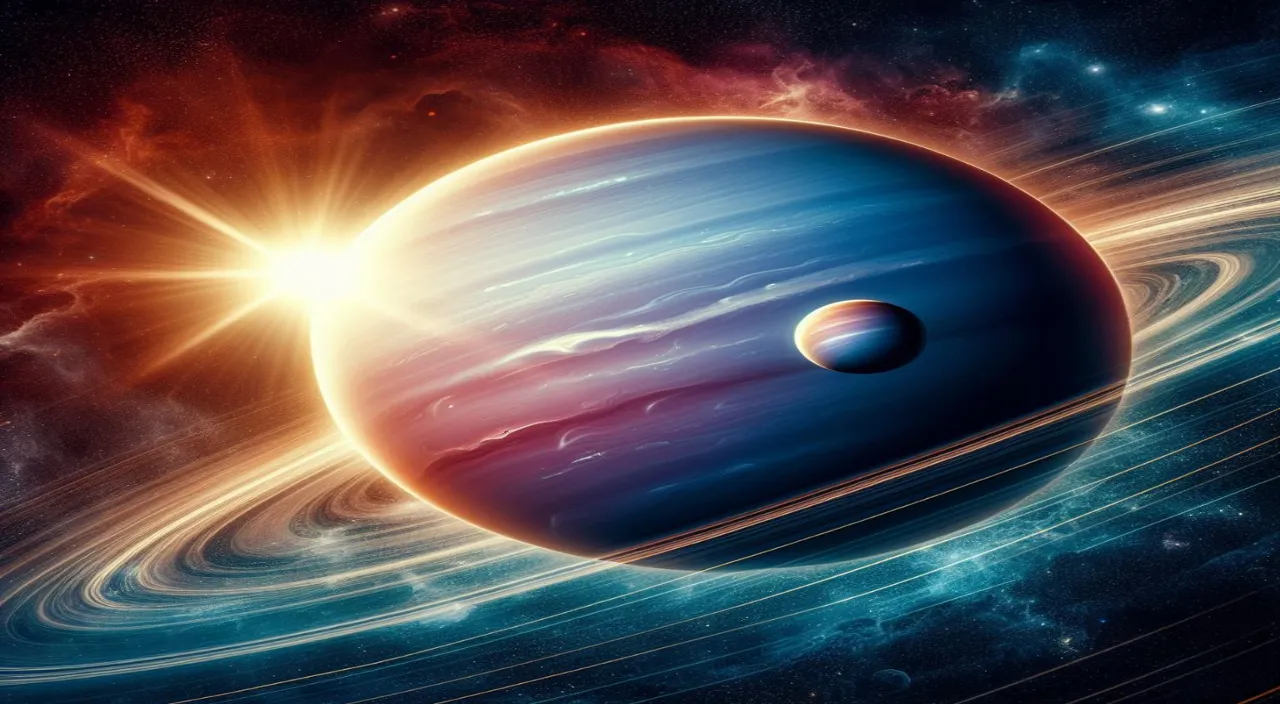 an artist's rendering of a planet with a ring around it