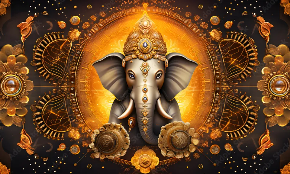 lord ganesh with golden background