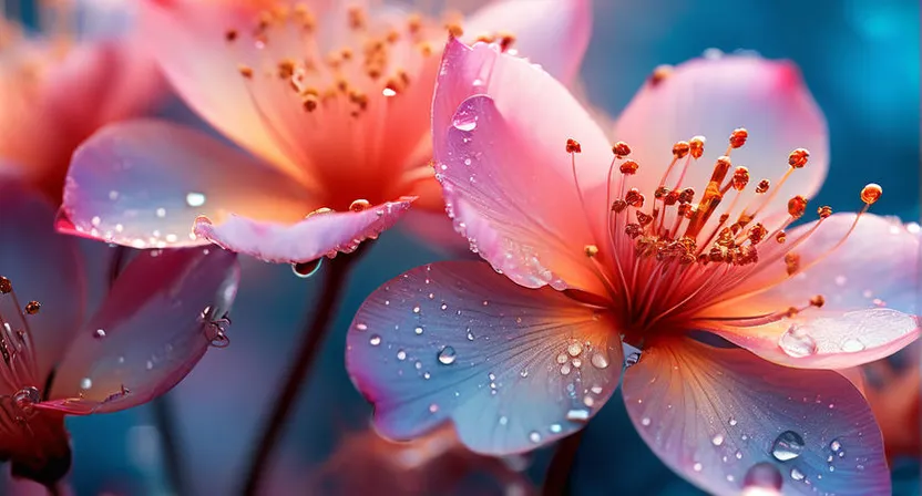 a close up of a flower with drops of water on it