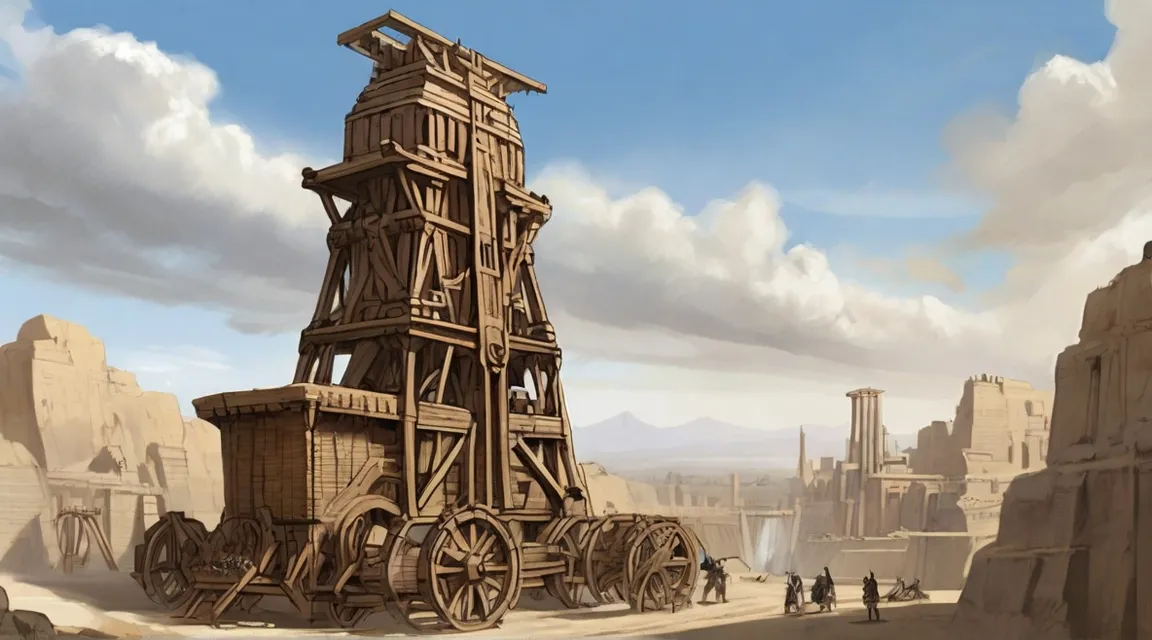 a drawing of a wooden structure in the desert