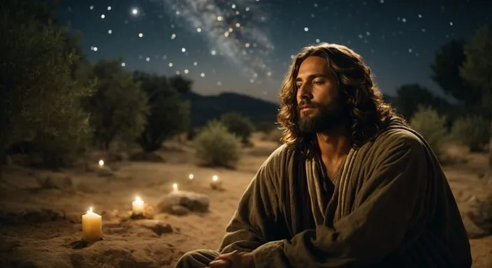 a man with long hair sitting in the desert