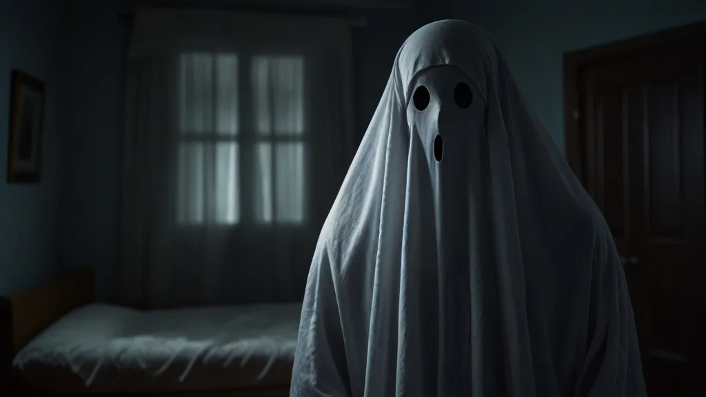 a ghostly ghost standing in a dark room