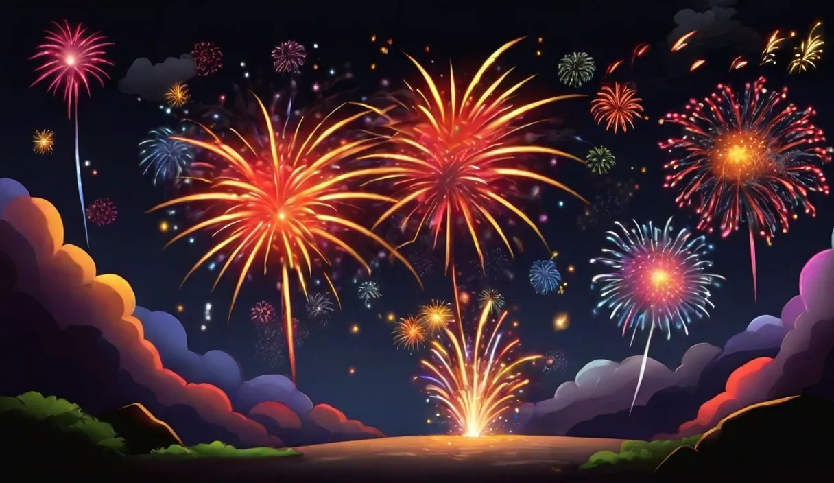 a colorful fireworks display in the night sky