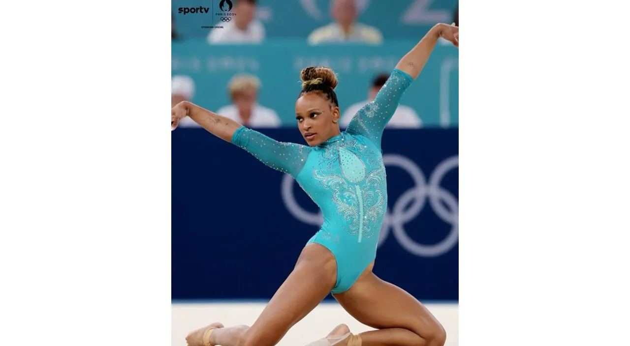 a gymnast doing her solo performance