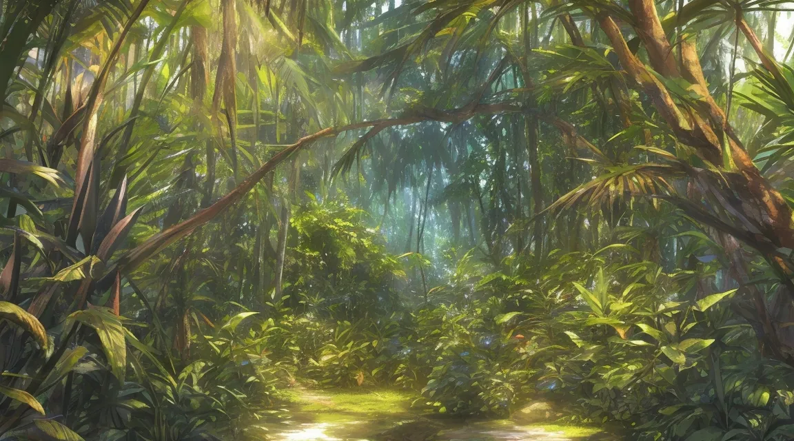 a path through a tropical forest