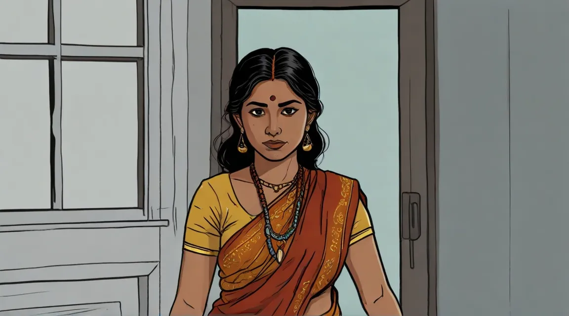 a cartoon of a woman in a sari