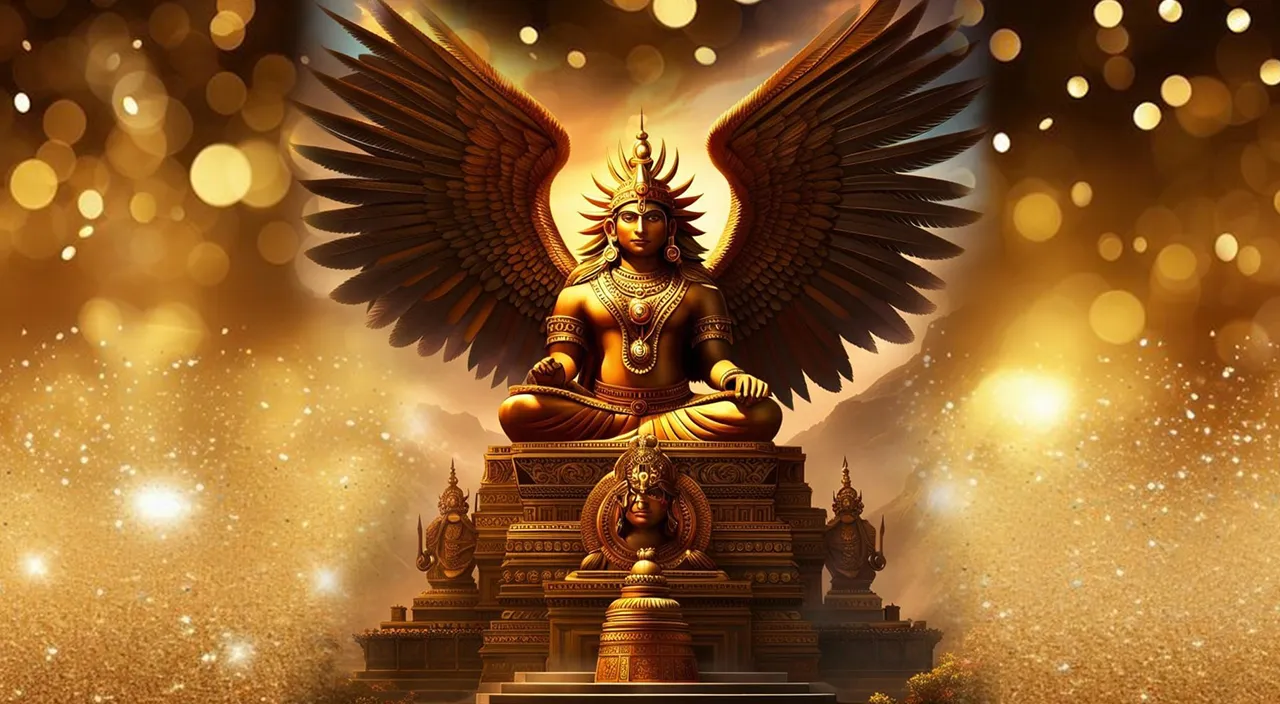 Create a god with golden background, 8k, size of 1920x1080, colorful
