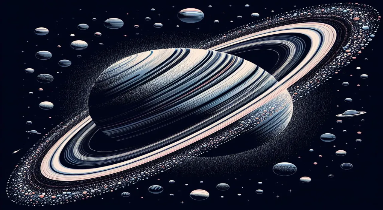 an image of saturn with its rings in the sky