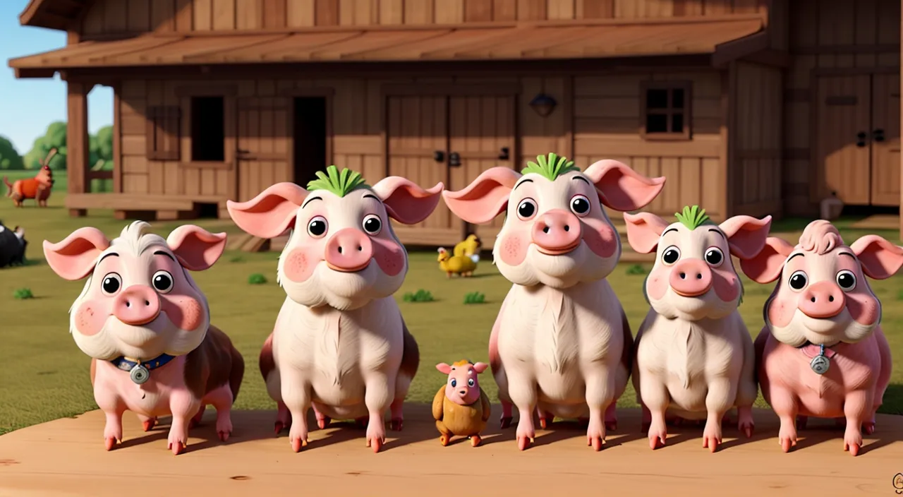 a group of pigs standing next to each other zoom in