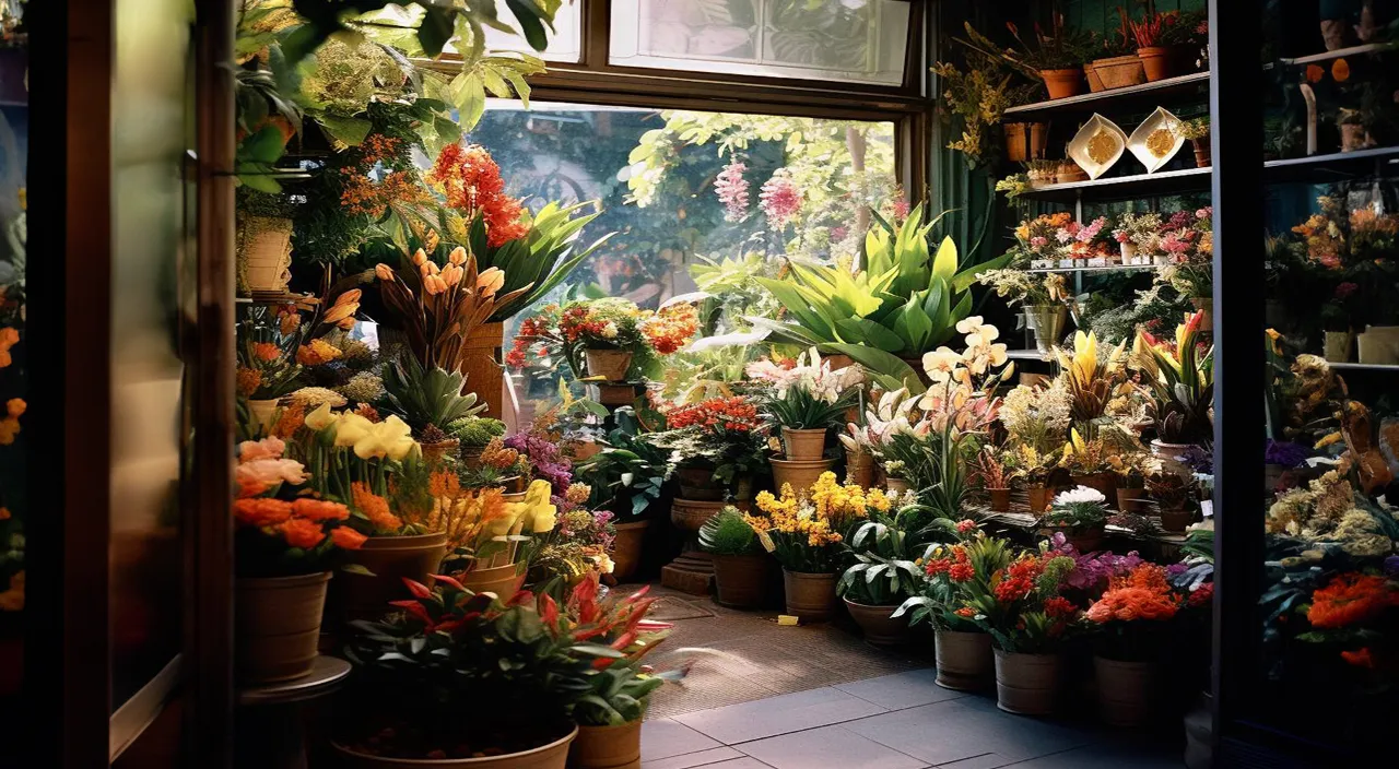 a flower shop many different types of flowers