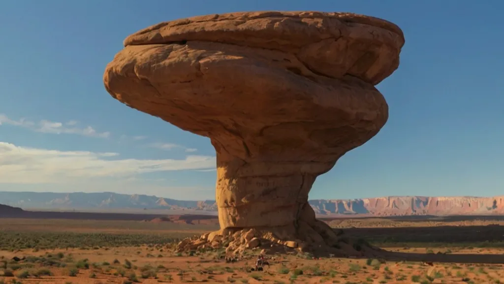 a large rock formation in the middle of a desert