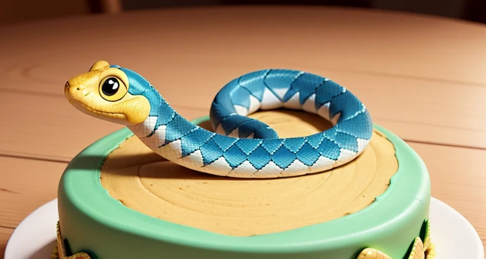 a cake with a snake on top of it