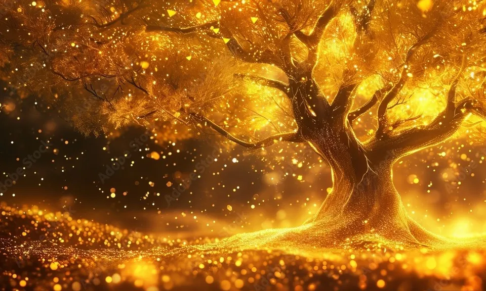 Create a money with golden background, 8k, size of 1920x1080, colorful
