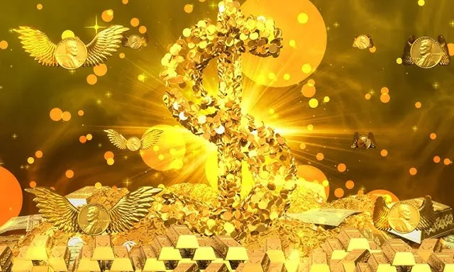 falling money with golden background