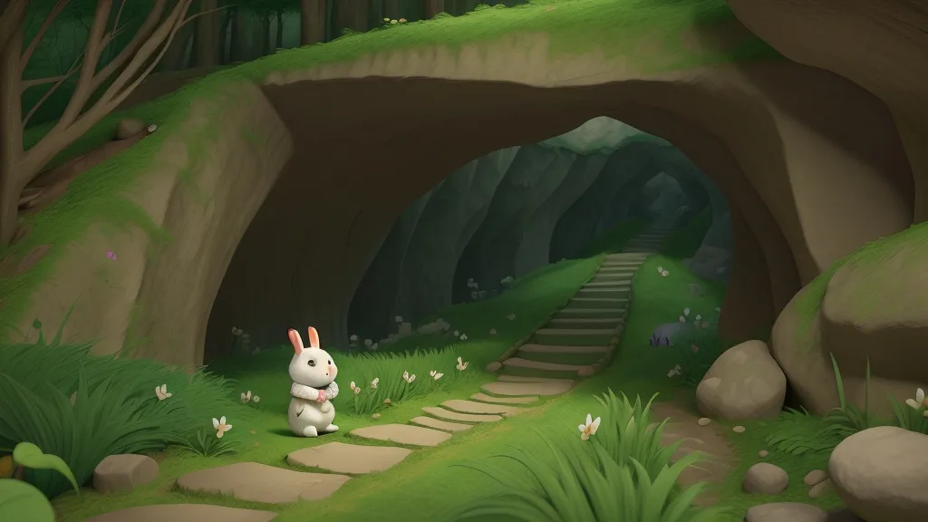 a rabbit is standing in front of a tunnel