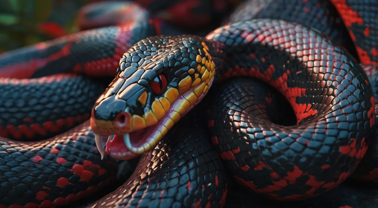 a close up of a snake with its mouth open