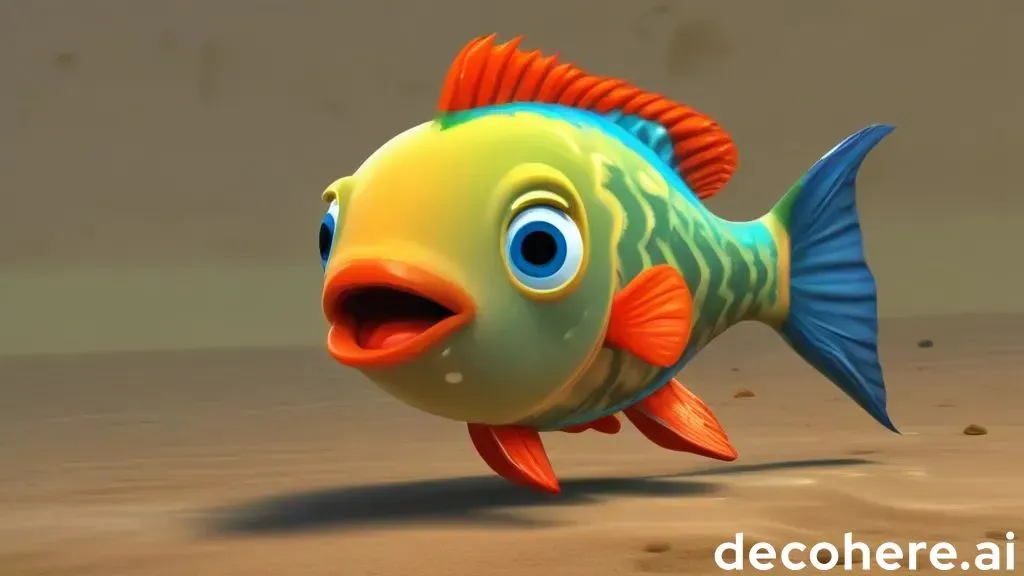 a cartoon fish with a surprised look on its face