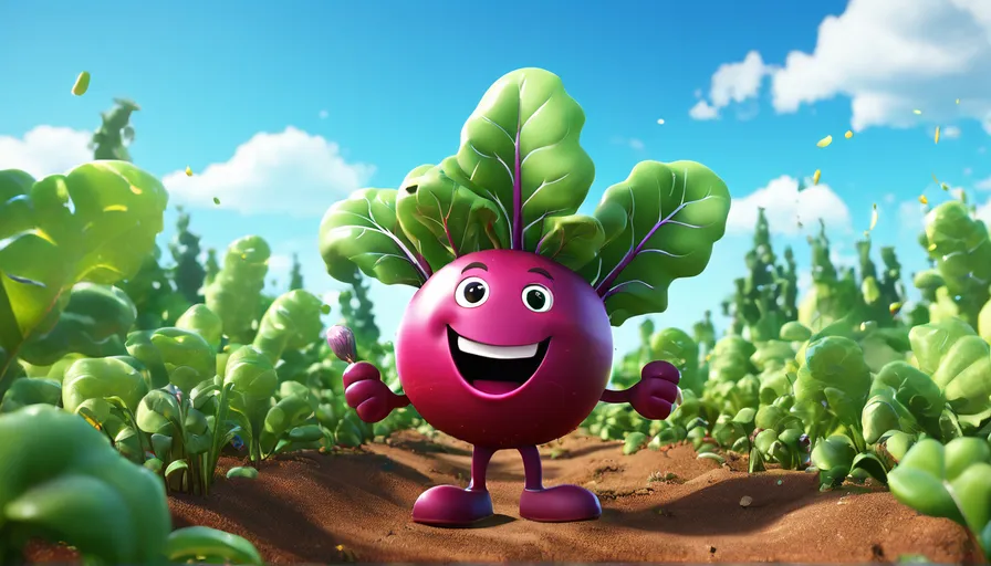 a cartoon character is standing in the middle of a field