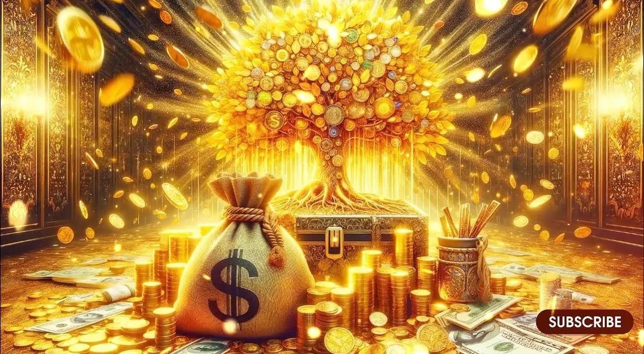 falling money with golden background