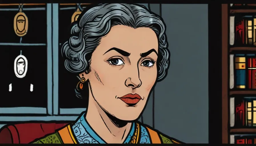 a cartoon of a woman with grey hair