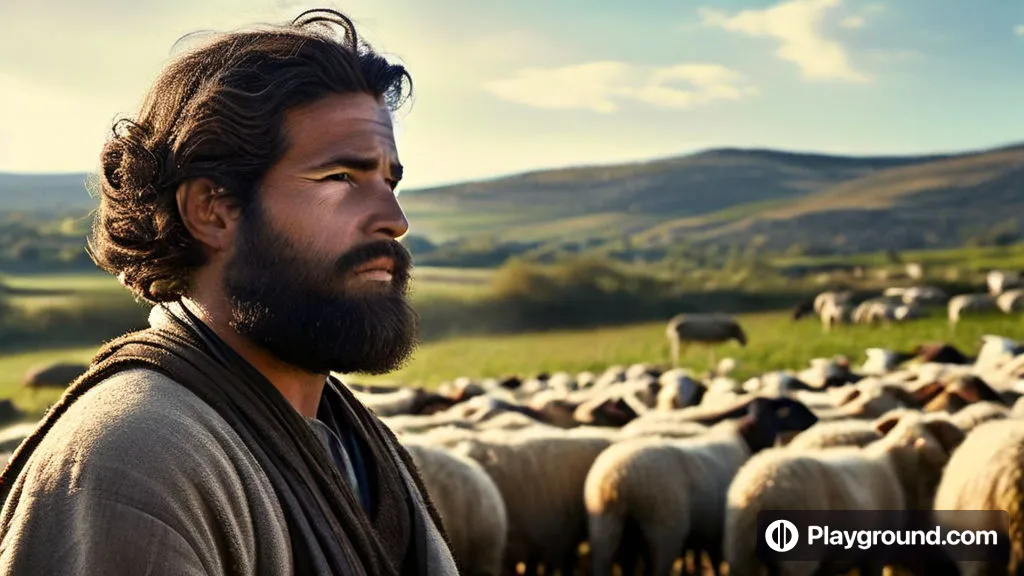 a man standing in front of a herd of sheep