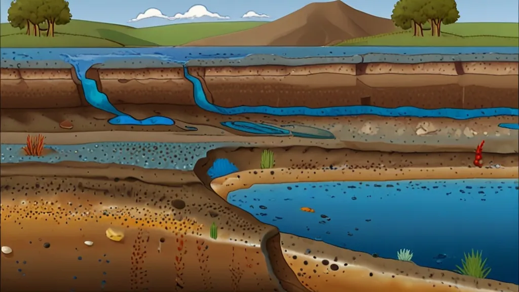 a diagram of a water source with a river running through it