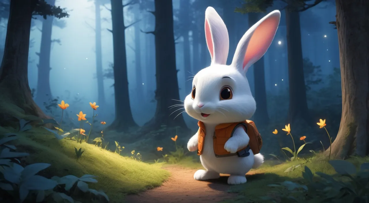 a rabbit is standing in the middle of a forest