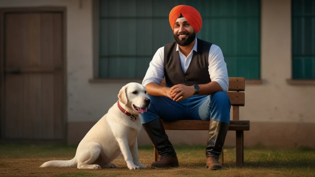 a man sitting on a bench next to a dog