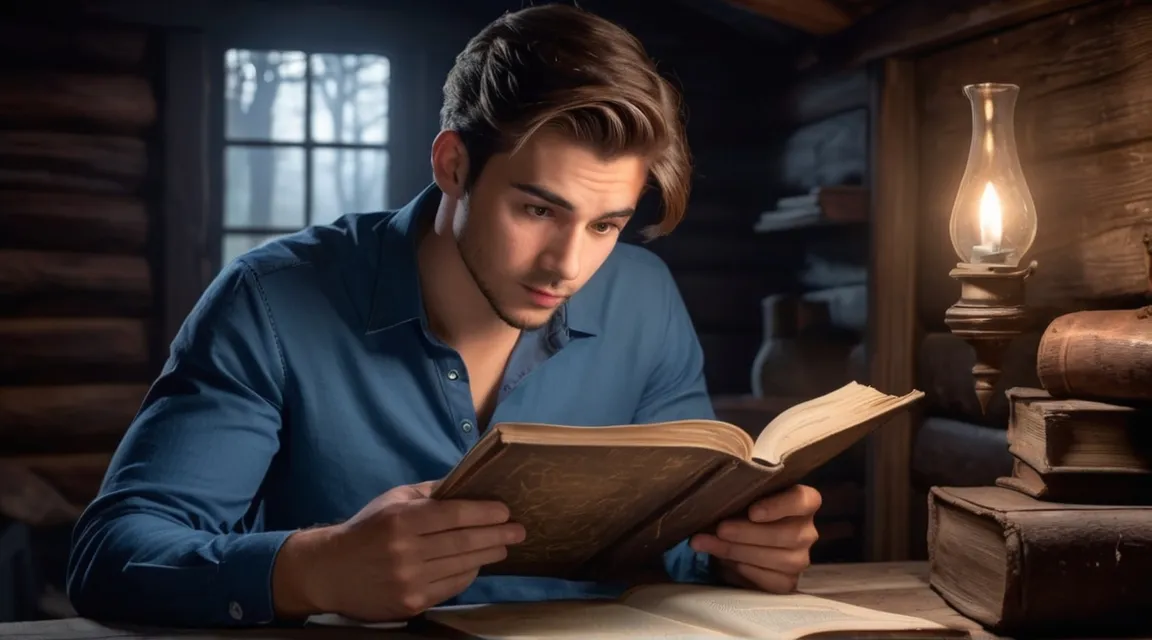 a man sitting at a table reading a book