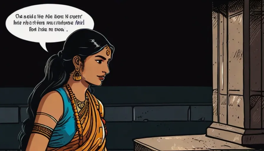 a cartoon of a woman in a sari