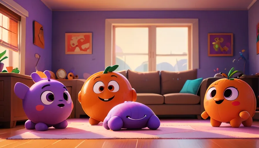 a group of cartoon characters in a living room