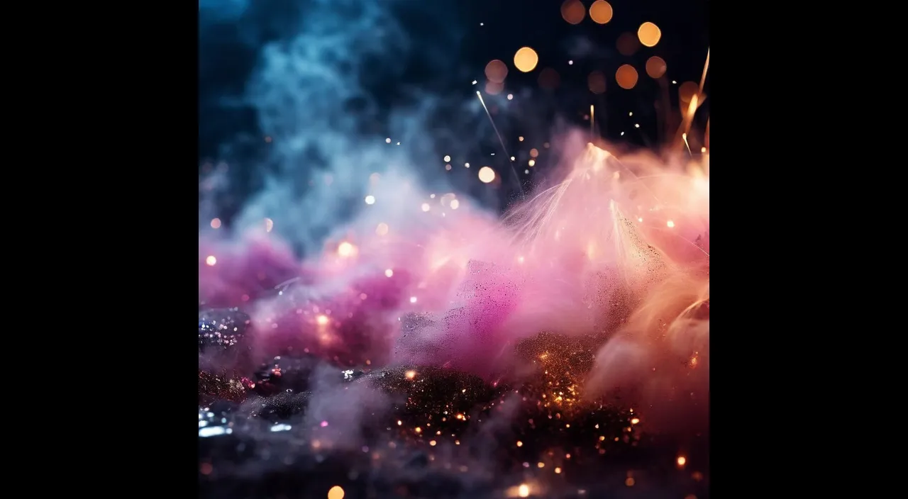 a colorful background with a lot of smoke All the sparkling lights move beautifully.The smoke spreads beautifully.