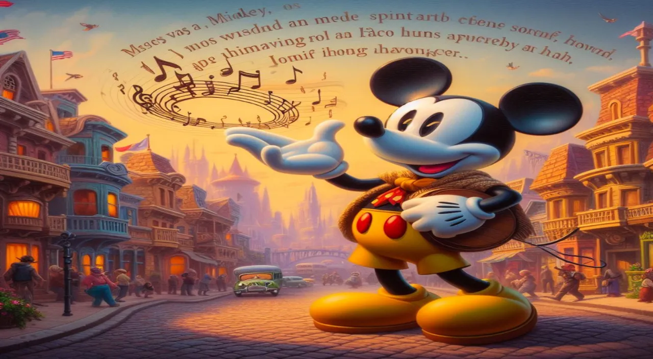 a cartoon mickey mouse with music notes on it