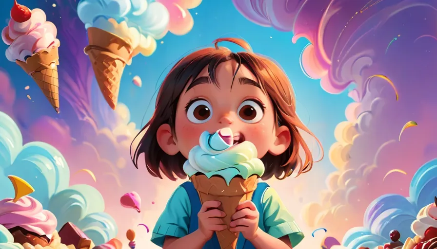 a little girl eating an ice cream cone