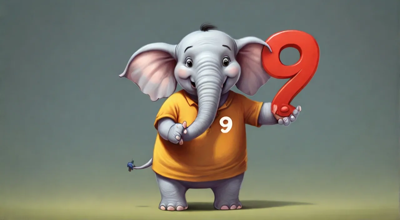 an elephant is holding a red question mark