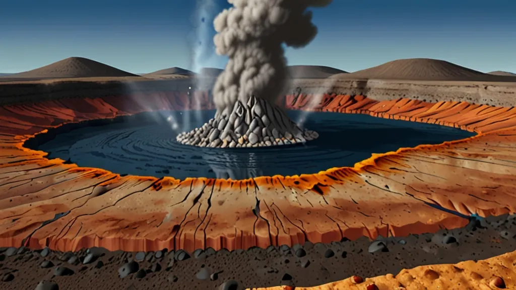 a volcano spewing out smoke into the air